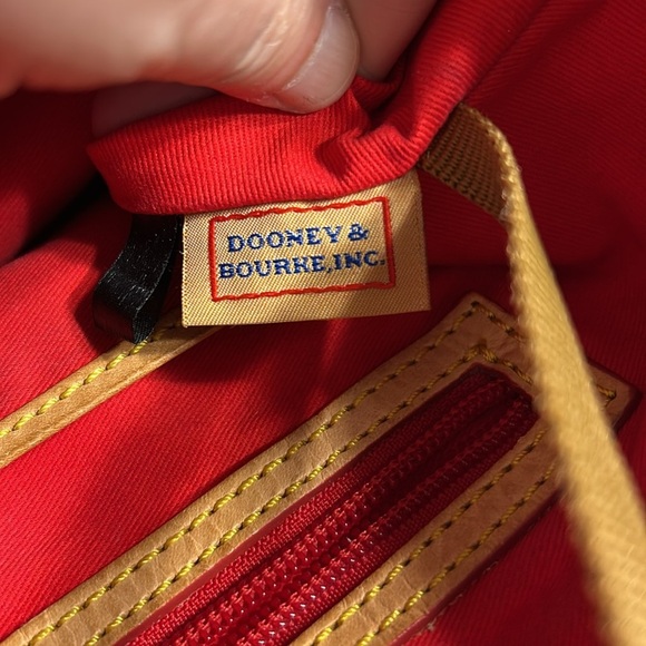 Dooney & Bourke Navy and Tan Chevron Satchel With Crossbody Strap - Picture 14 of 16